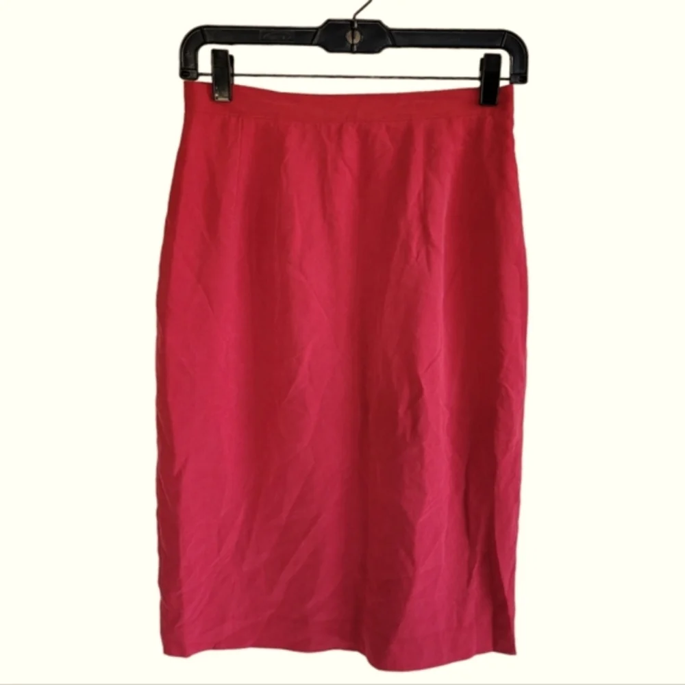 17 North 100% Silk Midi Skirt Red 6